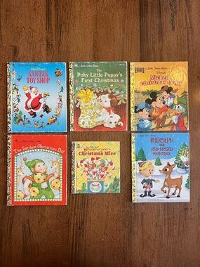 Vintage 80s 90s Little Golden Book Christmas Holiday Lot Bundle Rudolph Picture